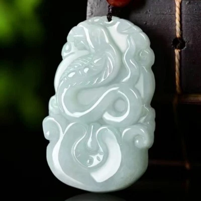 Colgante Serpiente Natural Auténtico Verde Jadeíta Estilo China 生肖蛇 Foto 1 de 4