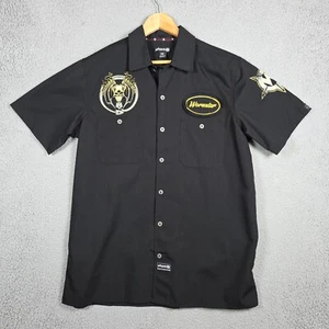 Wornstar Camicia Uomo Taglia Media Nera Teschio Chicago Moto Rosso Kap Metal Goth Y2K - Foto 1 di 13