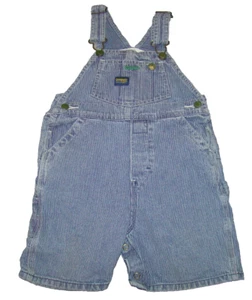 Oshkosh B'Gosh Boys 24 Months Shorts Overalls Vestbak Railroad Striped Shorts - Picture 1 of 4