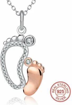 Collana ciondolo amore materno impronta figlio orme piede regalo festa mamma - Immagine 1 di 4