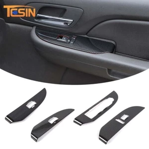 For Chevy Suburban SIERRA 07-13 Door Window Lift Switch Cover Trim Carbon Fiber - Picture 1 of 24