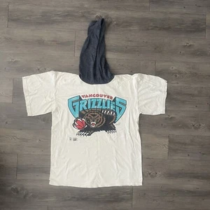 VTG Logo 7 NBA Hoodie T Shirt Vancouver Grizzlies 1994 Inaugural Season Rare L - Picture 1 of 11