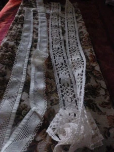  3m,80 en tout ,coton  belles dentelles  anciennes ,rallonge rideau ,literie  - Imagen 1 de 3