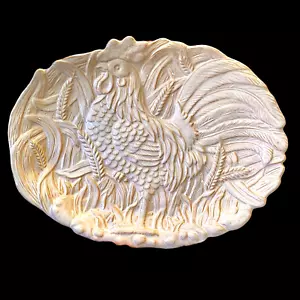 Rooster Chicken Farmhouse Cream & Beige Decorative Platter Country - Picture 1 of 5