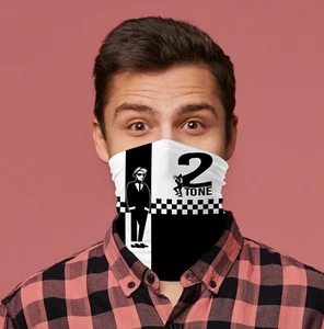 SKA 2 Tone Design Neck Tube Facemask Neck Warmer Snood - Picture 1 of 1