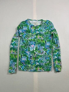 Lilly Pulitzer girl's Blue/Green Tropical Print Pijama Top size 10 - Picture 1 of 5