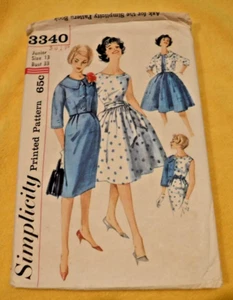 SIMPLICITY 3340 1 PC DRESS 2 SKIRTS JACKET & SASH VINTAGE PATTERN - Picture 1 of 2