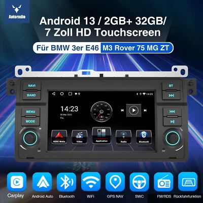 7" 2+32G Carplay Autoradio Android 14 GPS Navi Für BMW 3er E46 318 320 325 M3 MG - Bild 1 von 4