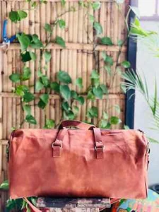 24" genuine Proimisng Leather duffle travel gym weekend overnight bag New - Picture 1 of 6