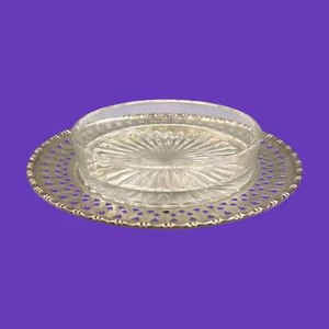 Sterling Silver Candy Dish with Glass Trivet - Bild 1 von 8
