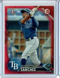 Manny Sanchez 2016 Bowman #BP28 ROJO PARALELO NOVATO #/5 Tampa Bay RAYS RC - Imagen 1 de 2