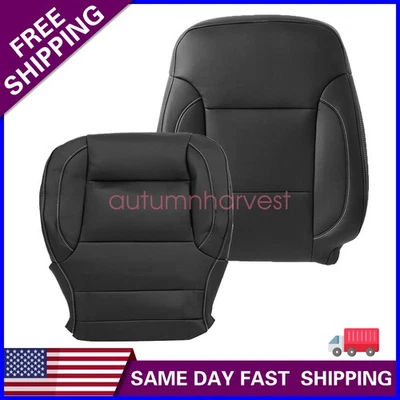 Cubierta de asiento de cuero inferior y superior para conductor Chevy Suburban 2014-2019 2 piezas - negra Foto 1 de 4