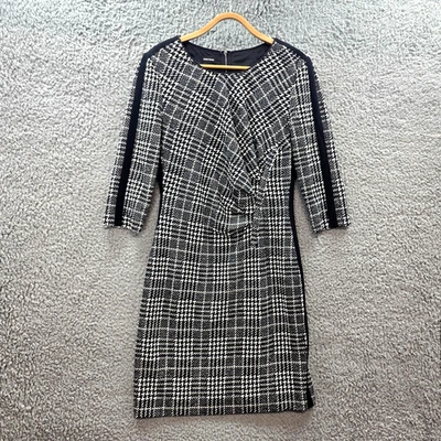 Gerry Weber Womens Pencil Dress Size 14 Black White Check Stretch Knit — 第 1/4 张图片