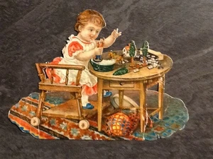 SCHÖNES CHROM KLEINES MÄDCHEN SPIELT 10,2/14 CM - Bild 1 von 2