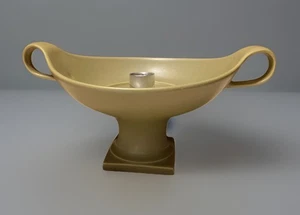 Vintage MCM Hyalyn Porcelain Olive Green Pedestal Taper Candle Holder - Picture 1 of 11