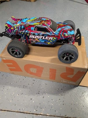 Traxxas Rustler VXL 2WD used with upgrades - Image 1 of 4