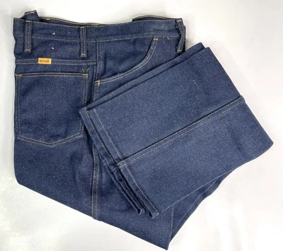 Vintage 70s Rustler Dark Blue Mens Reg Fit Zipper Jeans 38 x 32 Made in USA - Image 1 of 4
