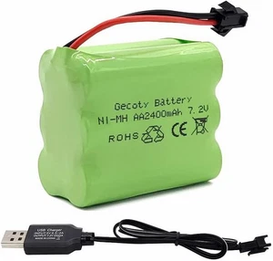 7.2V NI-MH Akku, 2400mAh wiederaufladbarer AA Akku mit SM 2P Anschluss und USB - Bild 1 von 5