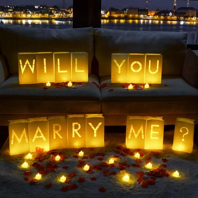 Will You Marry Me Ilumina Letras Propuesta Decoraciones con Velas Sin Llama a Foto 1 de 4