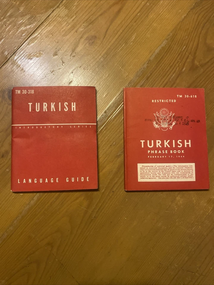 Lot Of 2 Turkish Phrase Book 1944 War Department TM 30-618 Language Guide 1951 - Image 1 of 4