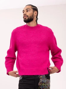 Ron Tomson Men's Modern Oversized Bold Sweater -Fuchsia, L/XL - Picture 1 of 2