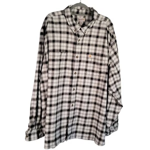 Carhartt Men's 4XL Plaid Flannel Shirt Relaxed Black Gray Long Sleeve Cotton - Picture 1 of 7