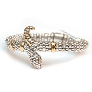 LAGOS Sterling Silver 18K Gold Rare Wonders Snake Rope Bracelet 7.5 Med+  NEW - Picture 1 of 9
