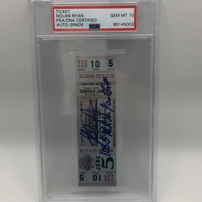 Nolan Ryan Autographed 1969 PSA 10 RARE  Houston Astros Ticket!   - Image 1 of 4