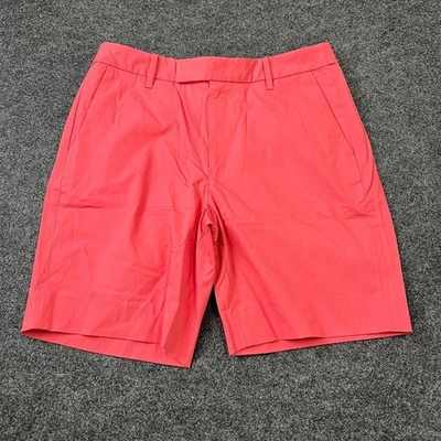 VINCE. Pantalones Cortos Italianos Algodón Pestaña Extendida Para Hombre Talla 34 Rojo Coral Foto 1 de 4