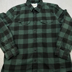 American Eagle Men’s Flannel Shirt Extra Large XL Green Black Plaid Button Up - Picture 1 of 11
