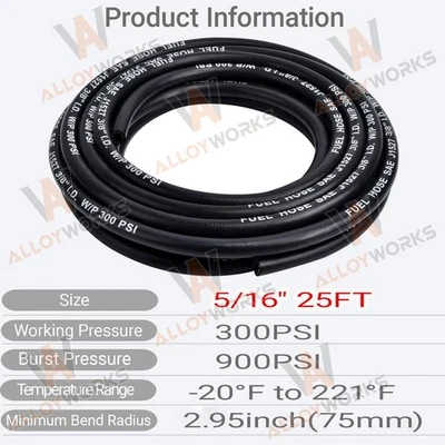 5/16" Marine Fuel Line Hose Type A1-15 Rubber 25FT J1527 SAE - Image 1 of 4