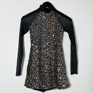Disfraz de Baile Weissman Adulto Pequeño Razzle Deslumbramiento Vestido Cambio Negro Lentejuelas LS Malla - Imagen 1 de 12