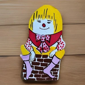 Handgefertigtes Humpty Dumpty Ornament handbemalt Holz 5" Vintage Weihnachten - Bild 1 von 4