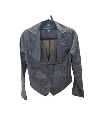 Cabi Black Waxed Linen Moto Jacket - Size Medium (EUC) - Image 1 of 4