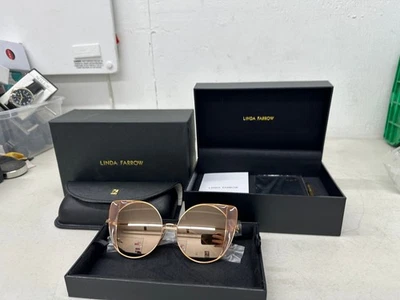 Linda Farrow LFL854/6 Rose Gold Plated Cat Eye Titanium Frame Sunglasses - Image 1 of 4