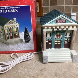 Hand Painted Porcelain Lighted 8 Bank -Ceramic Christmas / NEW IN BOX -8”T - Picture 1 of 5