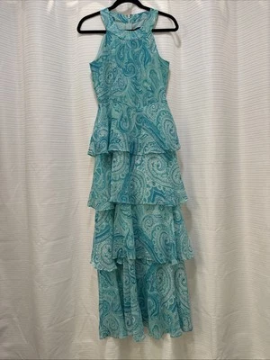 MAXI VESTIDO USADO EN EXCELENTE ESTADO TOMMY HILFIGER 4 ESTAMPADO GASA CÓCTEL BODA PAISLEY Y2K Foto 1 de 4