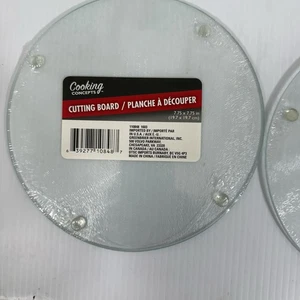 2 Round Glass Cutting Board/Trivet (approx. 8" x 8") CLEAR, TRANSPARENT New - Picture 1 of 5