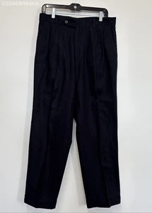 Vintage Polo Ralph Lauren 100% Linen Pants Men 32x30 Pleated Cuffed Dress Preppy - Picture 1 of 12