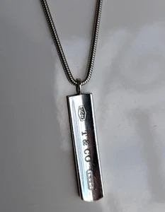 Tiffany & Co. - Sterling Silver 2001 Bar Pendant & Snake Necklace - Picture 1 of 11