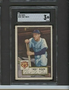 1952 Topps Red Rolfe Detroit Tigers #296 🚀😳💥 SGC Graded 3 - Picture 1 of 2