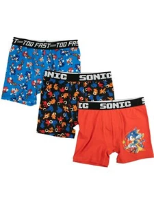Boys Sonic The Hedgehog Gold Ring 3pc Boxer Briefs Boxer Short Set Underwear L - Picture 1 of 3