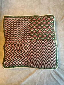 Vintage Nadelspitze Kissenbezug in Rosa Grün Creme 14x14x2 mit Kissen enthalten - Bild 1 von 5