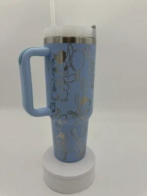 40oz Insulated Tumbler Laser Engraved Disney Stitch Musical Ukulele - Stitchvis — 第 1/4 张图片