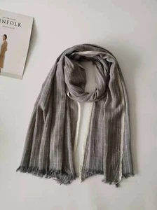 Langschal Halstuch Fransenschal Muslim Damen Herren Schalldämpfer Unisex Baumwolle Leinen - Bild 1 von 20