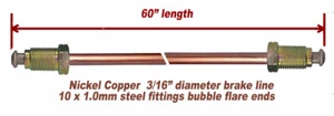 3/16" Brake Line 60 INCH  Nickel- Copper 10mm x 1.0 Tube Nuts Bubble Flare - Bild 1 von 5