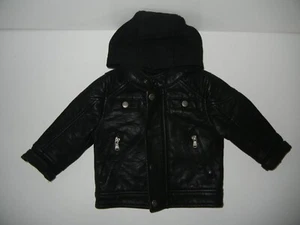 URBAN REPUBLIC Black FAUX LEATHER MOTORCYCLE JACKET Biker Coat Baby 12 MONTH New - Picture 1 of 8