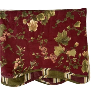 2 Waverly Grapes Olive Stripe Valance Scallop Cottagecore Farmhouse Vintage 76" - Picture 1 of 7