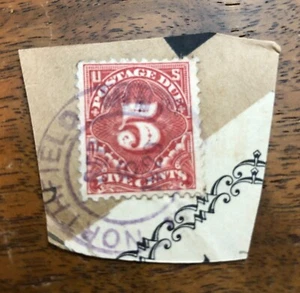 US Postage Due 5 Cents on Piece used - Picture 1 of 1