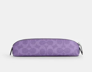 NWT Coach Pencil Case In Signature Canvas Color: Silver/Iris - Picture 1 of 6